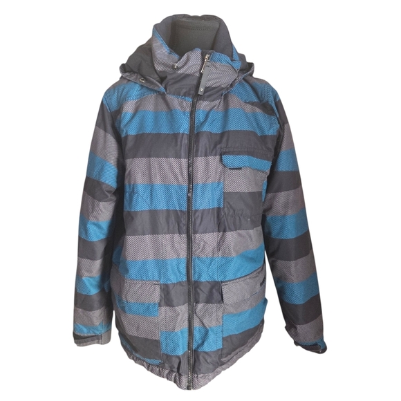 Burton Kids Jacket in Blue and Gray Stripes Size XL 14-16 - Picture 1 of 9